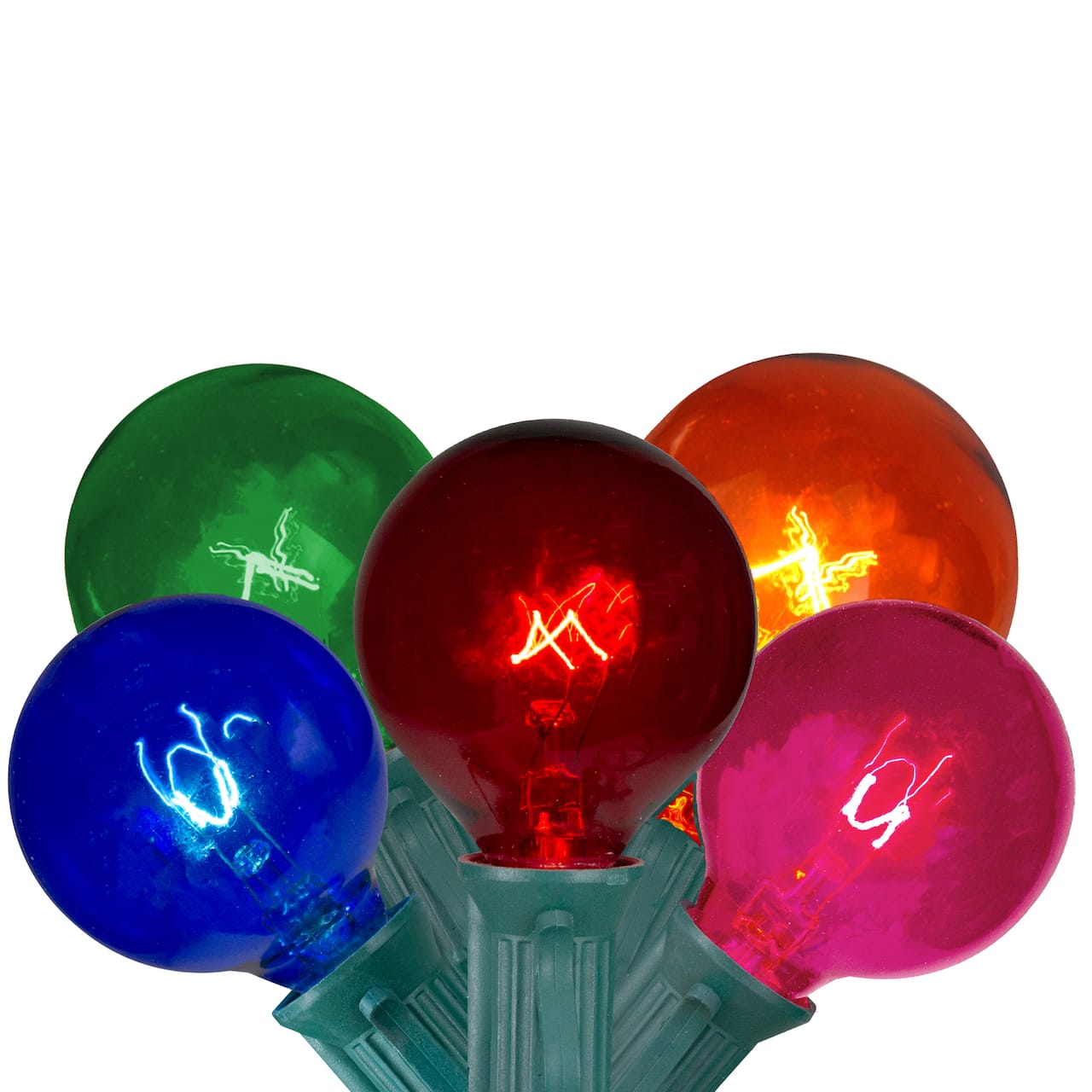 10ct. Multicolor Transparent G40 Globe Christmas String Lights with Green Wire
